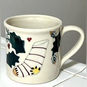 Hartstone Pottery Handpainted Christmas Gingerbread Man Stocking Coffee Mug